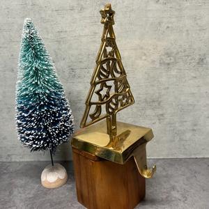 Porte-chaussettes de Noël en aluminium finition or, très vendu, pour décoration intérieure et extérieure - Product Image 1