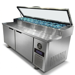 <span class=keywords><strong>Table</strong></span> de préparation commerciale en acier inoxydable pour salades, réfrigérateur de préparation pour sandwichs et pizzas à 2/<span class=keywords><strong>3</strong></span> <span class=keywords><strong>portes</strong></span>, refroidi par air, avec bacs GN, taille personnalisée OEM - Product Image 1