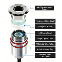 Mini Lampe LED Submersible en Acier Inoxydable 304, Étanche IP68, Garantie 2 Ans, CRI 80, pour Jardin, Paysage, Encastrée au Sol