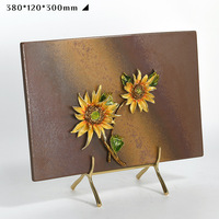 Tableau mural moderne en métal motif tournesol de luxe Evelyn de haute qualité pour décoration de bureau, idée cadeau