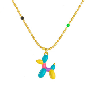 Cartoon Balloon Dog Pendant Stainless Steel Necklace Colorful 3D Charm Gift Jewelry - Product Image 4