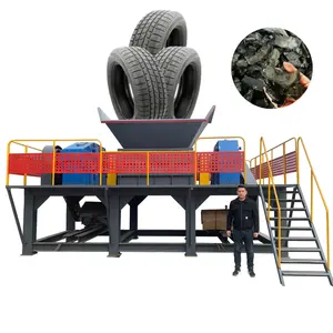 Automation Industrial Double Shaft Scrap Tyre Tire Metal Shredder For Recycling Wastes Plastic