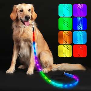 Laisse lumineuse, laisse LED pour animaux de compagnie, marche nocturne, 13 modes d'éclairage, lumières de chien rechargeables, laisses de marche brillantes dans le noir avec Ta - Product Image 2