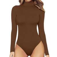 Channel 8 Colors Body basique décontracté pour femme à manches longues et col roulé simulé, couleur unie, collection Automne Hiver, hauts pour sorties