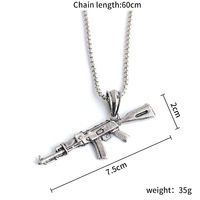 Vente en gros personnalisé 925 argent sterling plaqué or AK-47 mitrailleuse pendentif collier pistolet porte-clés