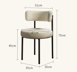 <span class=keywords><strong>Chaise</strong></span> de salle à manger JRY, style nordique moderne, <span class=keywords><strong>en</strong></span> <span class=keywords><strong>tissu</strong></span> bouclé blanc mélangé à de la laine, pieds <span class=keywords><strong>en</strong></span> métal <span class=keywords><strong>noir</strong></span>, laine d'agneau - Product Image 2