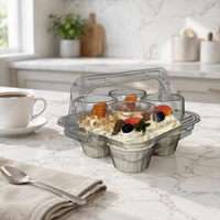 Support de tasse en PET transparent avec poignée, boîte portable transparente pour gobelets en papier, idéale pour la présentation et l'emballage de mousses, puddings et desserts à emporter