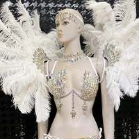 Samba-disfraces de Carnaval con cabeza de pluma, conjunto de cinturón y sujetador de alambre para actuaciones de baile de rol