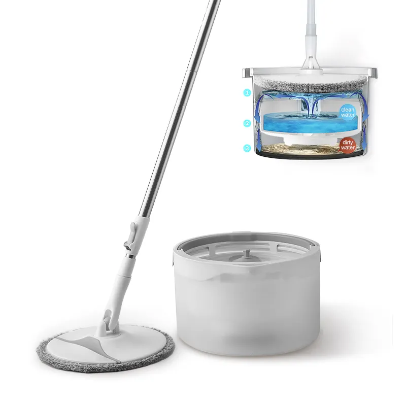 New Arrival Detachable Washing Spinner Easy Cleaning Telescopic Wet Dry Spin Magic 360 rotating Mop Bucket with separate water