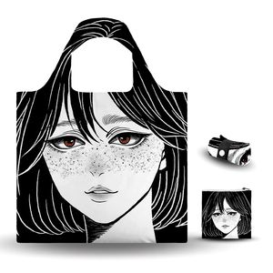 Sacs de courses pliables écologiques personnalisés en polyester recyclé réutilisable imperméable Ripstop avec impression par transfert thermique pour promotion de dessins animés - Product Image 3