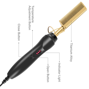 Peigne chauffant électrique lissant anti-brûlure, <span class=keywords><strong>brosse</strong></span> <span class=keywords><strong>chauffante</strong></span> portable pour cheveux humides ou secs, fer <span class=keywords><strong>à</strong></span> boucler - Product Image 2