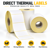 Roll Label Thermal Kosong Custom, Perekat Sendiri, Stiker Barcode Tahan Air, Kertas Alamat Pengiriman untuk Printer