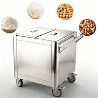 Chariot de cuisine mobile en acier inoxydable pour boulangerie et restaurant, chariot de stockage de riz, de noix et de farine avec 4 roues
