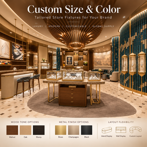 Vitrine de présentation de montres sur mesure avec plateau en marbre, finition laiton et verre, pour showroom de montres de luxe, solution d'aménagement intérieur clé en main - Product Image 5