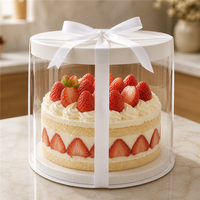 Boîte d'emballage ronde pour gâteau en PET jetable avec couvercle transparent et plateau inférieur pour boulangerie, vente en gros