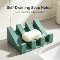 Porte-savon en silicone personnalisé incliné à drainage rapide, antidérapant, pour comptoir de salle de bain et cuisine