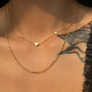 Boucles d'oreilles pendantes minimalistes <span class=keywords><strong>Twin</strong></span> Love, rétro, plaquées or 18 carats, acier titane, tendance, chaîne à maillons en acier inoxydable, cadeaux de mariage - Product Image 1