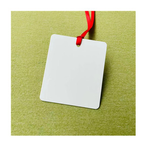 Adornos de Metal personalizados en forma de rectángulo, adorno de Navidad de aluminio blanco con cintas rojas, sublimación, gran oferta - Product Image 4