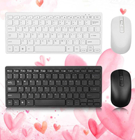 Slim Mini gaya sederhana ergonomis, nirkabel 2.4G Mouse dan Keyboard Kombo untuk Desktop/Laptop