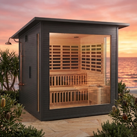 Sauna finlandais familial extérieur électrique en bois massif, sauna vapeur moderne, capacité 2 personnes, sauna en forme de baril écologique