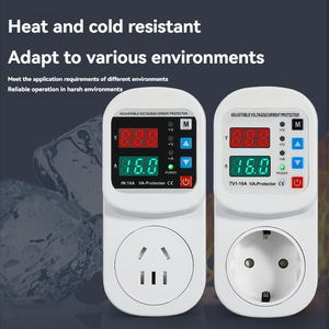 Protector de <span class=keywords><strong>Voltaje</strong></span> Automático Monofásico con Enchufe Europeo, 16A 220V, Ajustable para Sobretensión/Sobrecorriente, Pantalla LED, para Refrigerador - Product Image 1