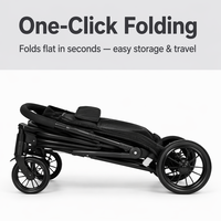 Poussette pour grand chien avec pliage en un clic, cabine extra-large de 82 cm, entrée frontale zippée, poignée réglable, roues à libération rapide, OEM