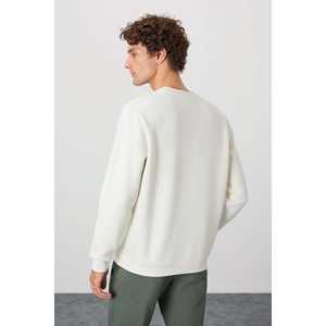 Omar Ecru <b>Brushed</b> Men's Sweatshirt 100% Cotton French Terry Regular Sleeve Breathable 88137 - Product Image 1
