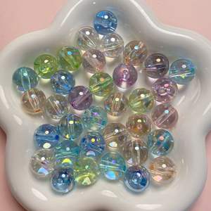 Perles en plastique acrylique Lucite en gros 16 mm Placage UV Rond mignon Emballage en sac OPP pour la fabrication de bijoux - Product Image 1