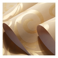 Meilleures marques Papier peint en vinyle de luxe Feuille d'argent Damassé Or Motif floral vintage pour chambre à coucher Salon Lavable Imperméable