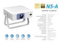 Mini projecteur portable Android Smart 4K avec objectif à mise au point automatique pour le cinéma maison Projecteur domestique LCD 1080p