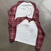 T-shirt Streetwear Homme Designer à Carreaux Thermique en Maille Gaufrée Coupe Boxy Courte Manches Longues Imprimé – Fabricant de T-shirts en Coton Personnalisés