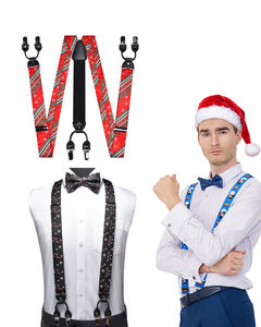 Christmas Men Suspenders Candy Cane Bow <strong>Tie</strong> With Pocket Square Bow <strong>Tie</strong> Set Adjustable Candy Cane Suspenders With Girt <strong>Box</strong> - Product Image 1