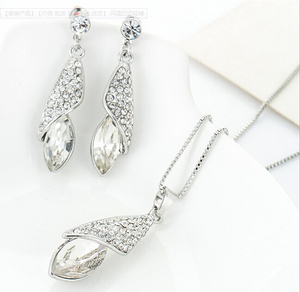 HA4156 conjunto de joyería de cristal de lágrima de moda al por mayor conjunto de collar y pendientes conjunto - Product Image 5