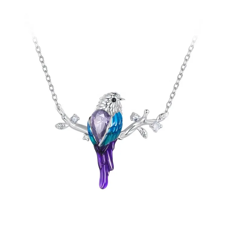 Youchuang grosir burung hypoallergenic non tarnish kalung dainty enamel zircon 925 perak mode perhiasan wanita kalung