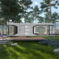 Maisons conteneurs en acier OEM, capsules spatiales, écologiques, alimentées à l'énergie solaire, petites maisons mobiles de luxe pour hôtel, chambre à coucher, villa
