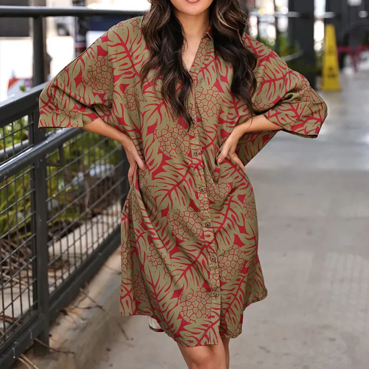 High Quality Customised Quality Loose Cotton Beach Print Dresses 2024
