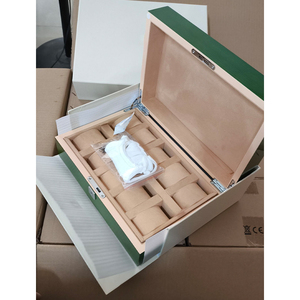 Caja de Reloj de Madera Verde de Marca de Lujo, Estuche de Almacenamiento de Relojes con Múltiples Ranuras, Caja de Embalaje de Relojes con Logotipo Personalizado para Hombre - Product Image 5