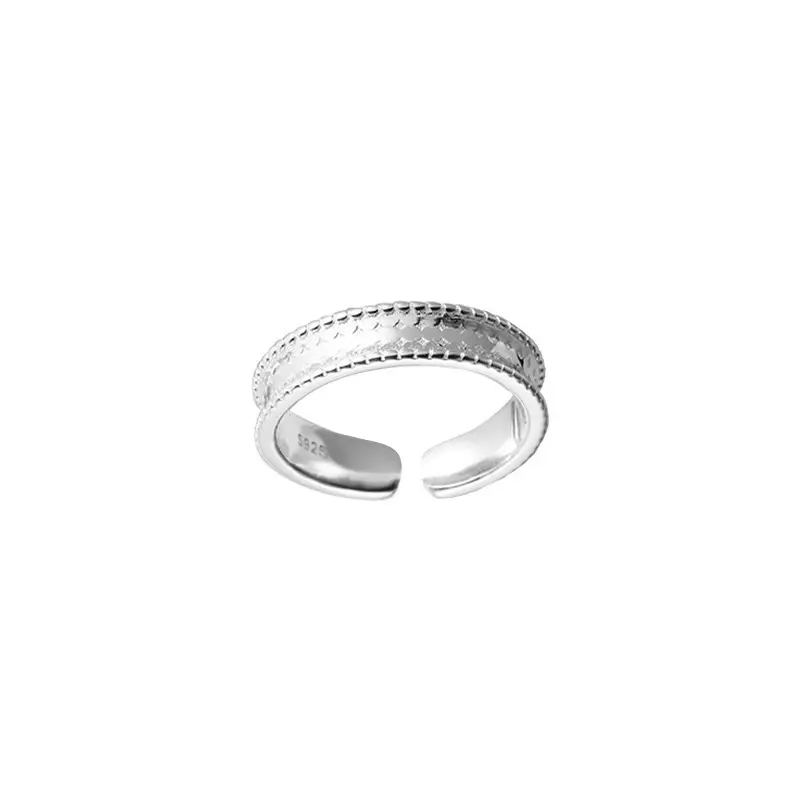 Onregelmatige Fijne Surface Ball Edge Ring Voor Vrouwen 925 Sterling Zilveren Vis Schaal Eenvoudig Ontwerp Opening Ring Valentijnsdag Geschenken