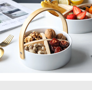 Nuevo cuenco portátil de cerámica para mezclar salsa de ensalada, mango de bambú, bandeja de postre de frutas de 6 pulgadas, platos para servir aperitivos, platos laterales - Product Image 4