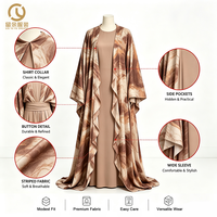 Kimono Abaya ouvert en polyester pour femme, motif marbré, léger, séchage rapide, tenue décontractée quotidienne, idéal pour l'Aïd, collection été 2026