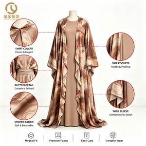 <span class=keywords><strong>Kimono</strong></span> Abaya ouvert en polyester pour <span class=keywords><strong>femme</strong></span>, motif marbré, léger, séchage rapide, tenue décontractée quotidienne, idéal pour l'Aïd, collection été 2026 - Product Image 3