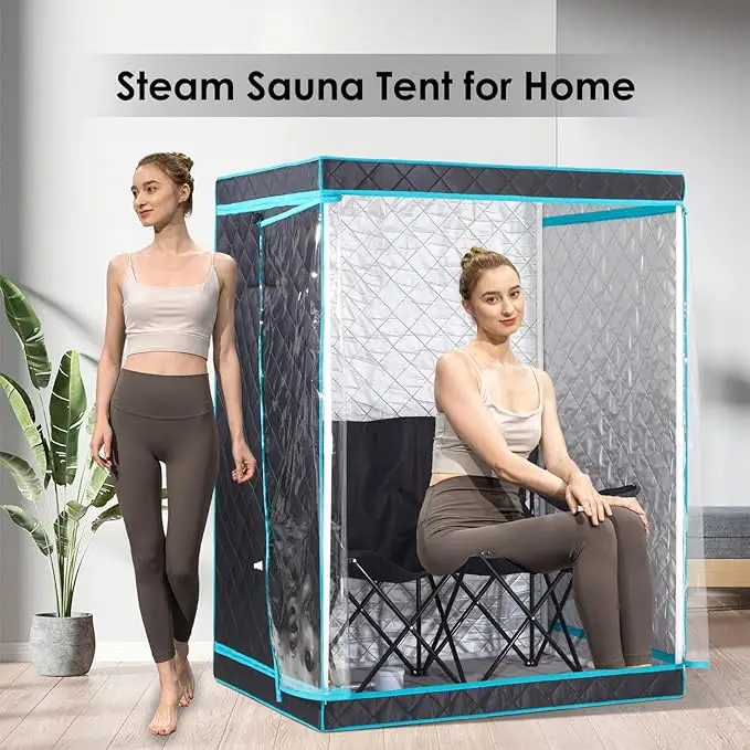 Portable 2-Person Full Size Steam Sauna Tent Lightweight Folding Design Comfortable Chair Family Relaxation No Steamer Required