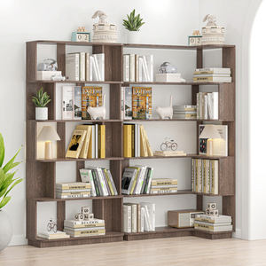 <b>Corner</b> Bookshelf Set 90 Cm And 80 Cm Extendable Free Combination Dark Brown Color Display Shelf For Living Room Home Office - Product Image 1