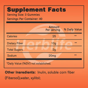 Vente chaude OEM - Personnalisable - Gummies à base de fibres pour adultes, sans sucre ajouté, saveur orange, mélange de compléments alimentaires à base de fibres - Product Image 2