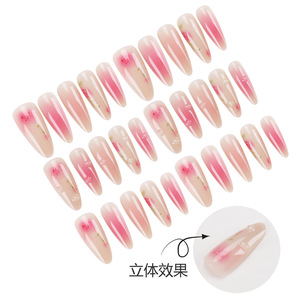 Puntas de uñas largas Color Rosa melocotón Juego de 30 piezas Tamaño falso Otoño Invierno Venta caliente Al Uñas portátiles al por mayor - Product Image 4