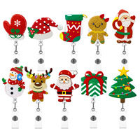 Porte-badge rétractable Xinxuhong en acrylique de haute qualité avec paillettes, motif bonhomme de neige, sapin, chaussettes et gants, pour cartes d'identité