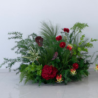 J&M Dunkelrote Tropische Seidenblumen-Set Gloriosa Anthurium Hochzeitsbogen Hintergrund Party-Verleih Schaufenster-Dekoration Großhandel Handgefertigt