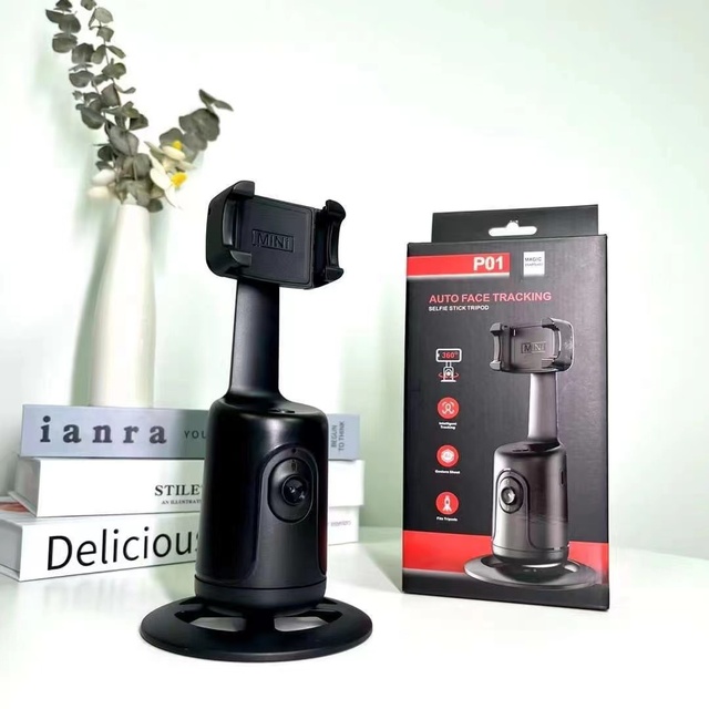 2023 P01 Automatic Face Tracking Phone Holder Stand Gimbal Rechargeable AI Intelligent 360 Auto Rotate Cell Phone