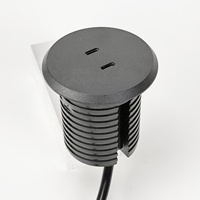 Cargador de Muebles Mini USB Tipo-C de 2 Pulgadas con Diseño Redondo para Escritorio, 2 Puertos USB y Enchufe UK para Sofá