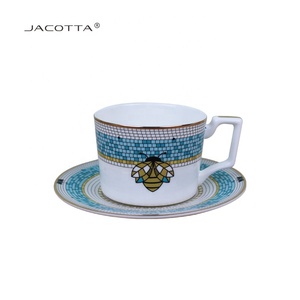 Varie forme bone china porcellana moderna tazza da tè in ceramica set tazze da caffè e piattini in porcellana - Product Image 4